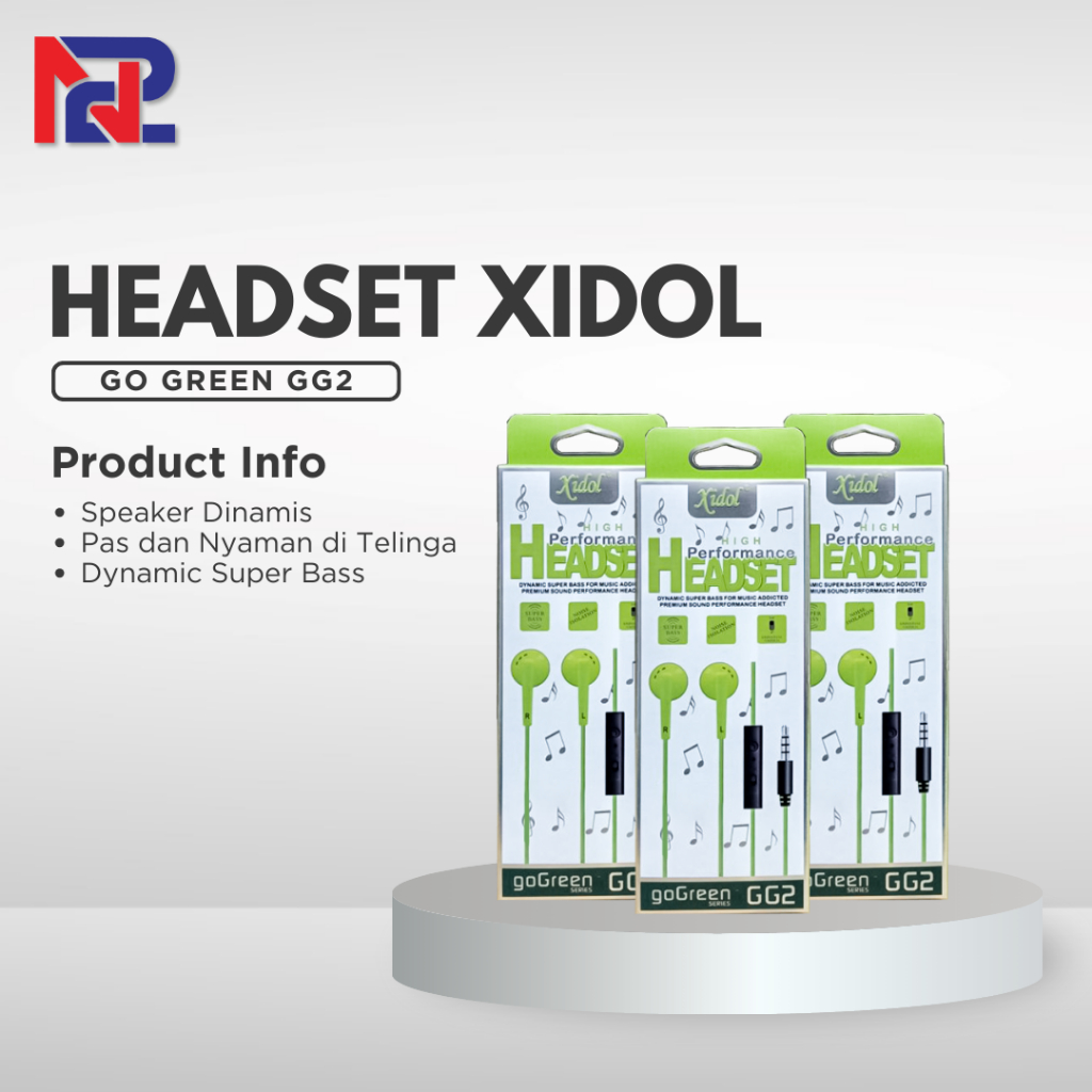Earphone Xidol Go Green GG2 Headset Dynamic Super Bass