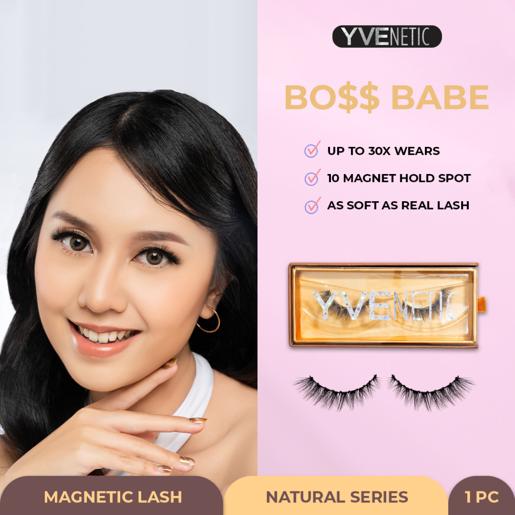YVENETIC BO$$ Babe (Natural) - Magnetic Eyelash | Bulumata Magnetik Tanpa Lem - Menggunakan Eyeliner