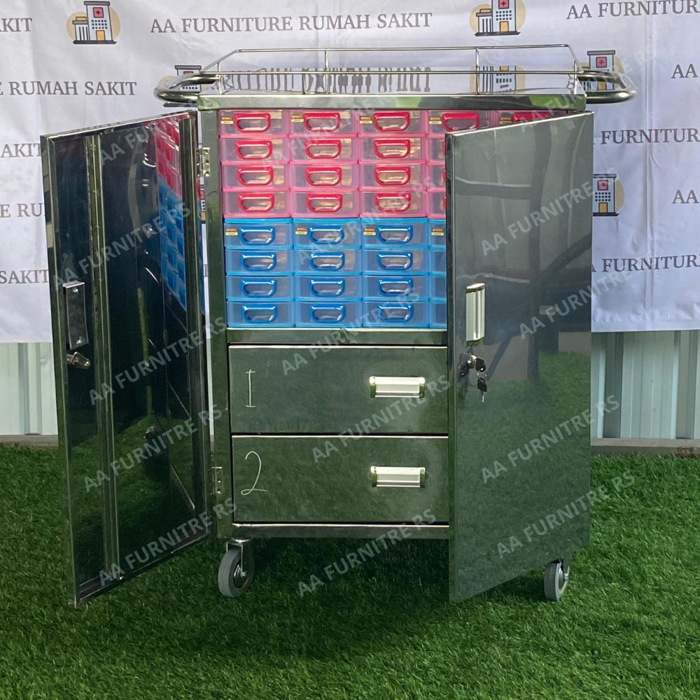 Troli Obat 42 Laci Troli Obat Rumah Sakit Troli Obat Poliklinik - Trolley Obat