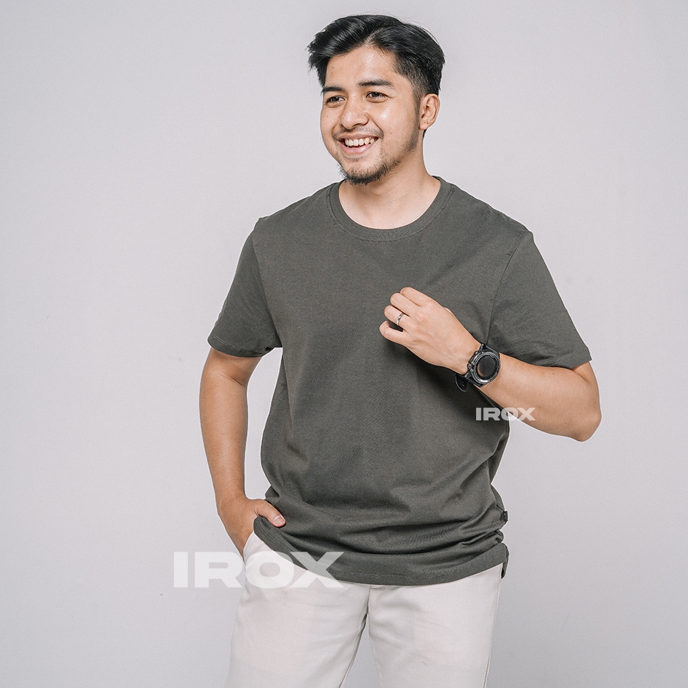 Kaos Polos Pria 24s Cotton Combed Abu Tua Dark Grey Unisex