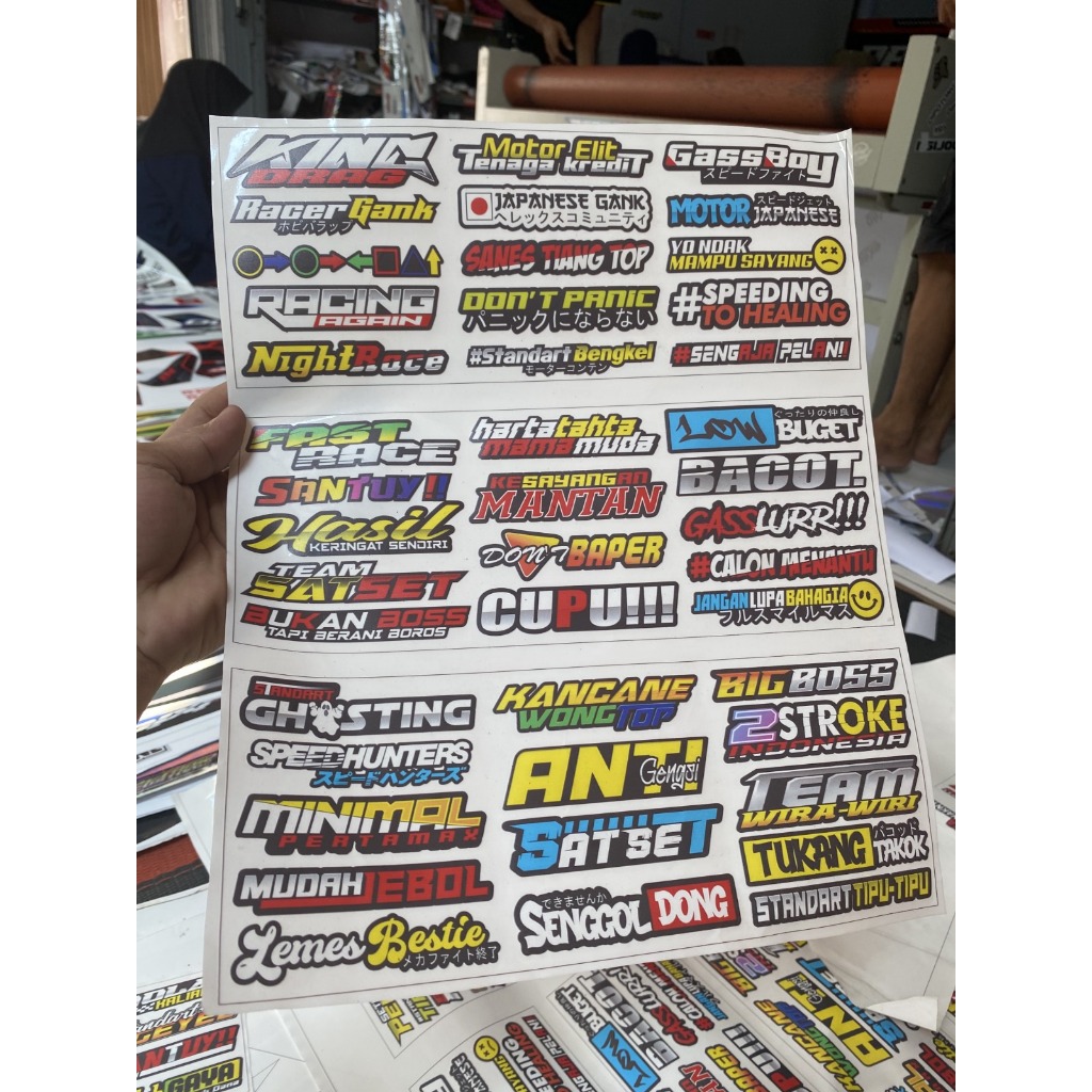 STIKER KATA KATA KING DRAG/ STIKER PACK KATA KATA FAST RACE BAHAN TRANSPARAN