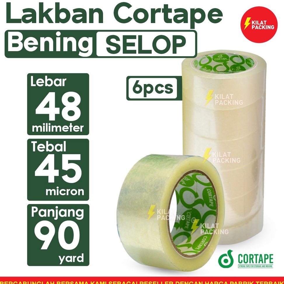 

KODE K3T Lakban Cortape BENING 48 mm x 9 yard Murah Per Selop