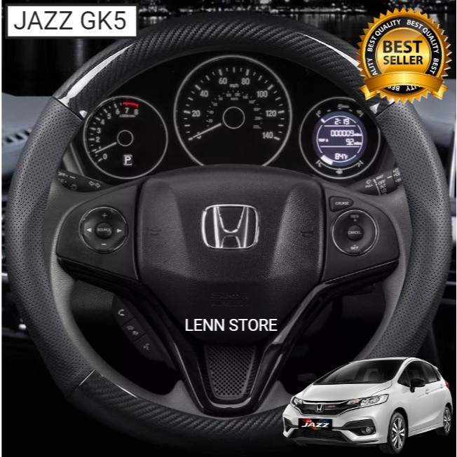 Cover Sarung Stir Carbon Mobil Honda JAZZ GK5 2017 2018 2019 2020 2021 2022