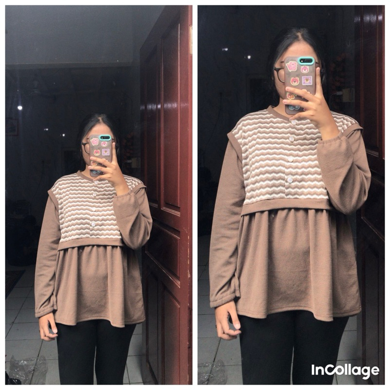 atasan wanita busui kaos knit premium blouse wanita busui