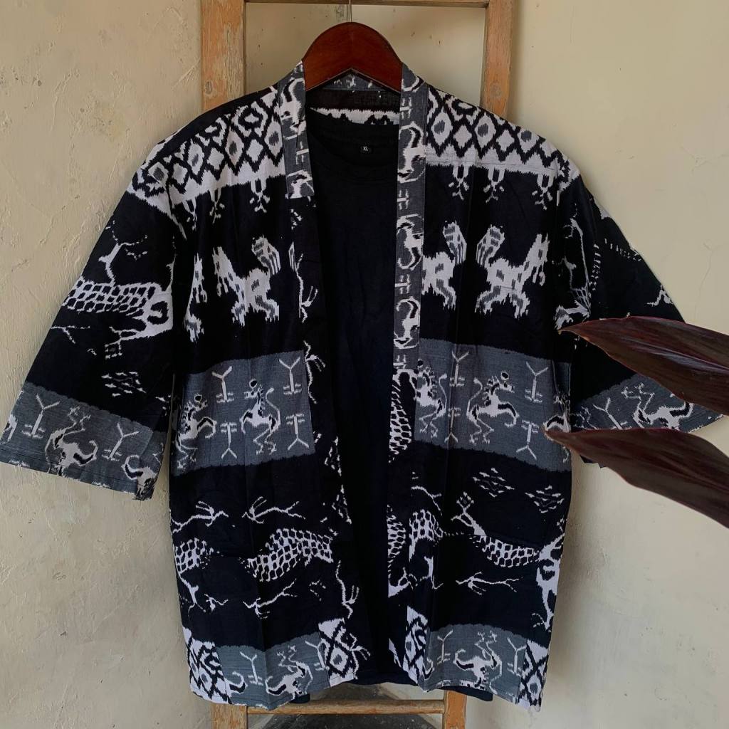 Kimono Etnik Tenun Outerwear Cardigan Unisex Outer Tenun Troso Kijang Cardigan Etnik Tenun Jepara Ne