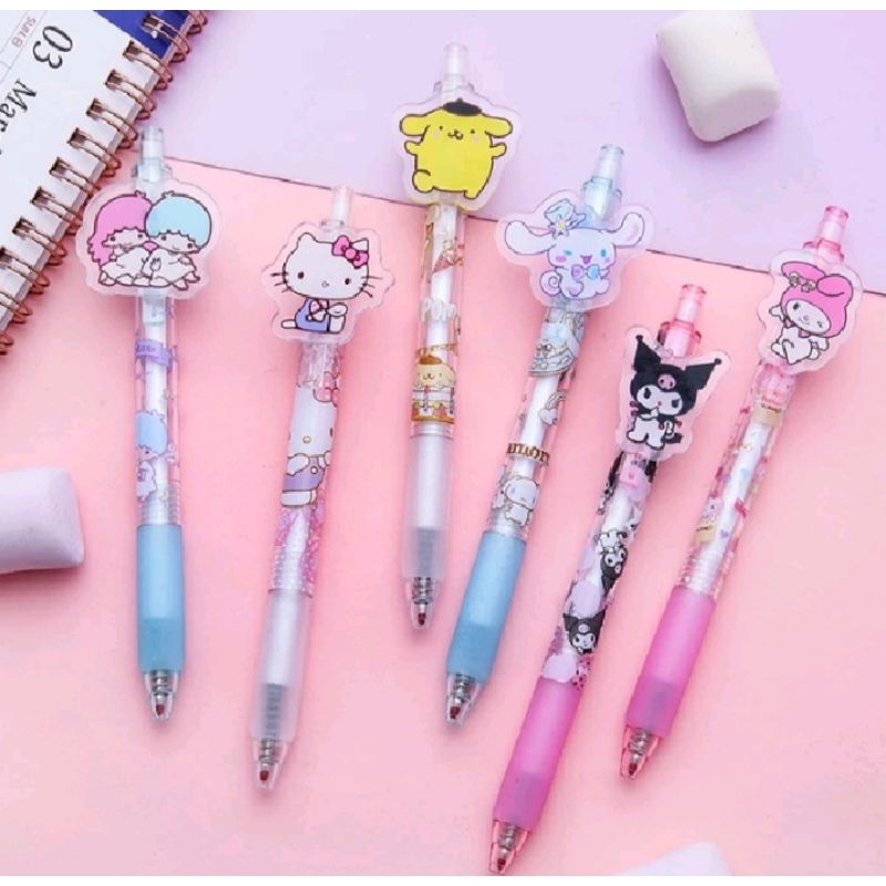 

pulpen karakter sunrio kuromi hellokity pulpen lucu , pulpen jel gel pulpen animasi