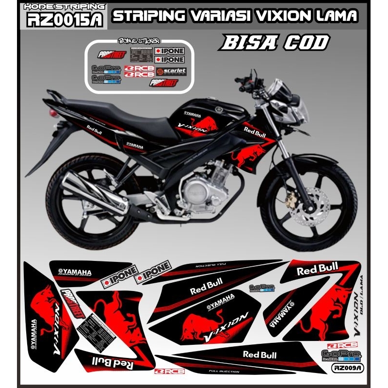 Stiker Redbull Vixion old striping variasi Yamaha Vixion lama grafis Decal custom