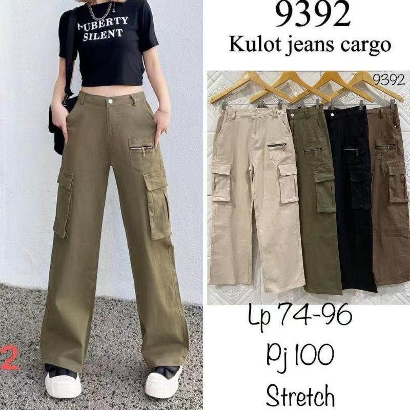 Celana Wanita Kulot Cargo Jeans Import Premium / Celana Panjang kulot Jeans Kargo