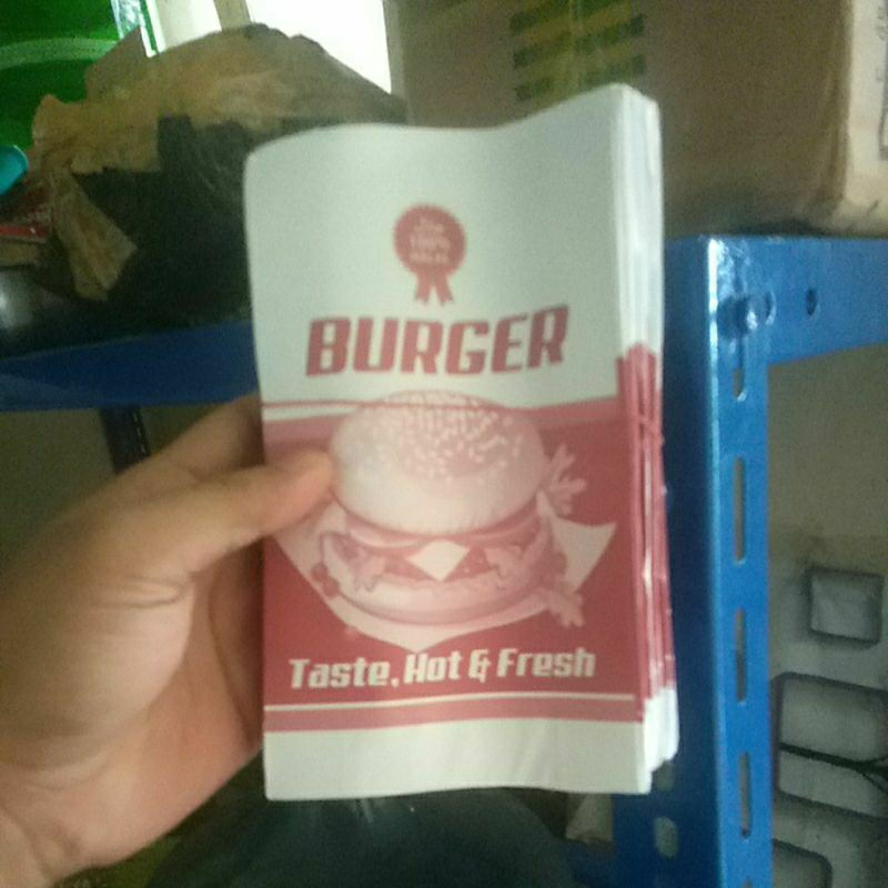 

box burger kertas putih merah