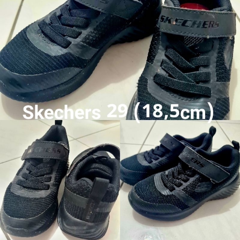 Skechers anak sepatu sekolah full hitam