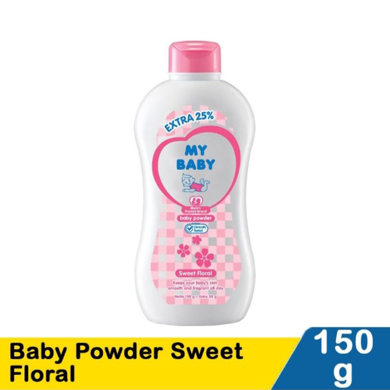 My Baby Baby Powder Sweet Floral (Pink) Nourish & Smooth Bedak Bayi My Baby 188 gr / 150g + 38g /150