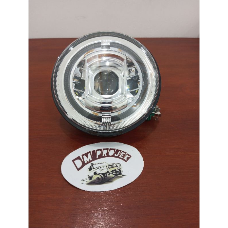 LAMPU DEPAN DAYMAKER BULAT 7 INCHI SEMI BILED dengan 4 LAMPU LED LAMPU HARLEY LAMPU JEEP LAMPU MOTOR