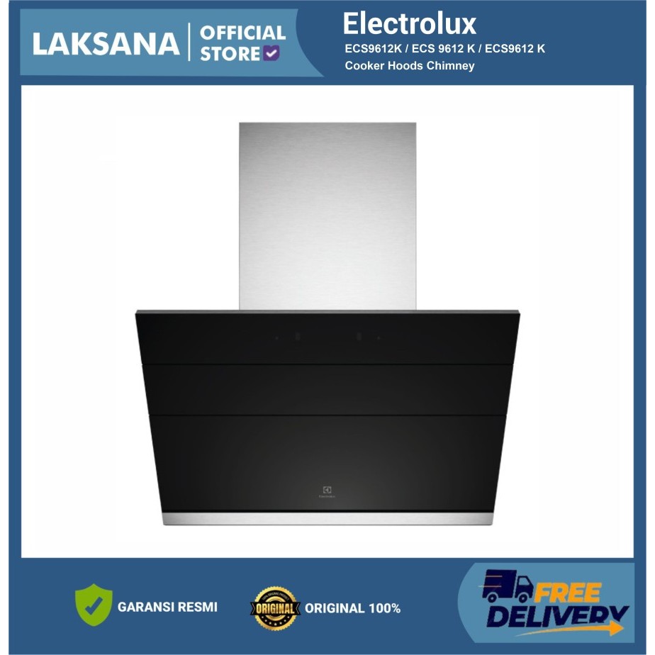 Cooker Hood Chimney Electrolux ECS9612K - 896mm Lebar, Silver, Dengan Sensor Gerakan dan Pengingat Pembersihan