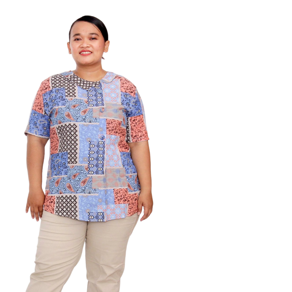 blouse big size motif/ atasan wanita jumbo / baju atasan jumbo / baju atasan kerja big size / blus