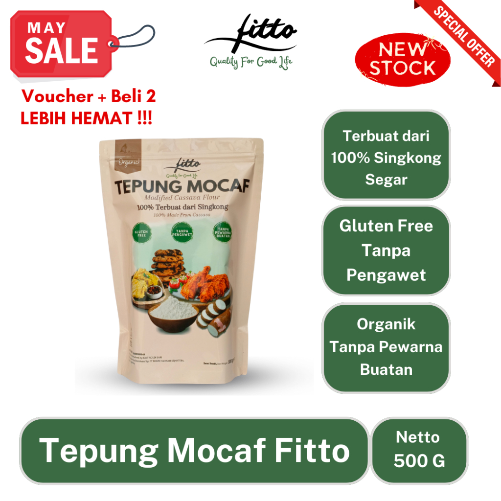 

ASLI Tepung Mocaf Fitto 500 gr x 2 pcs - Modified ava Flour - Tepung Gluten Free - VACUUM SEALED