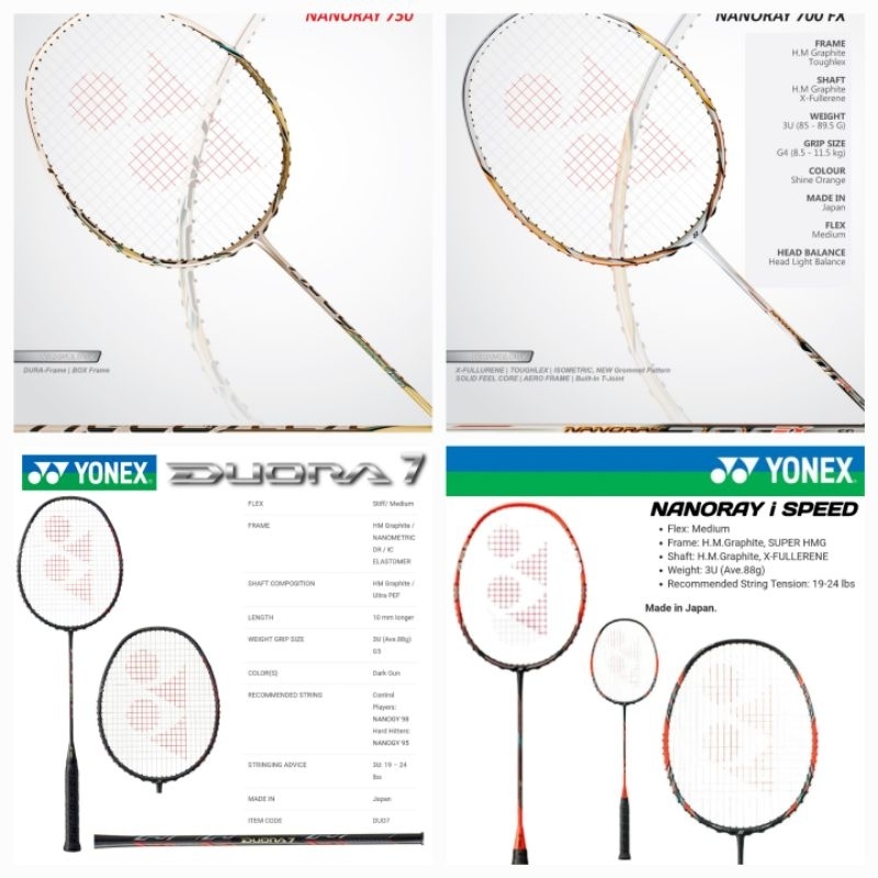 sale raket yonex nanoray 700fx 750 i speed duora 7 made in japan 100% original sale