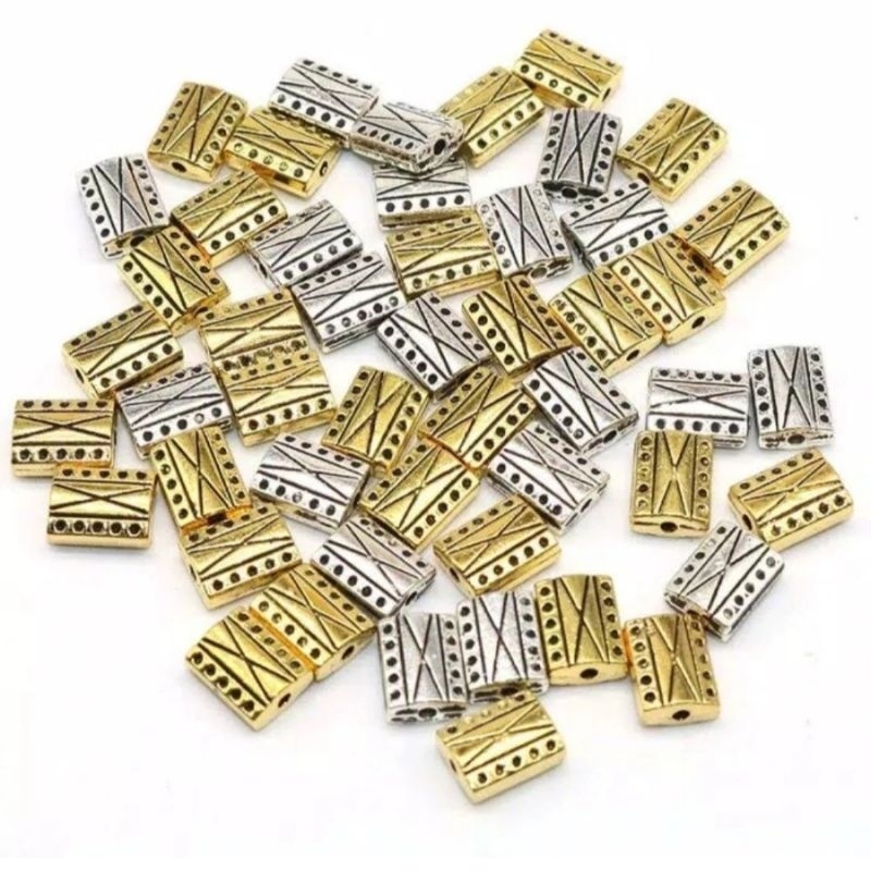 Metal alloy rectangle gold spacer