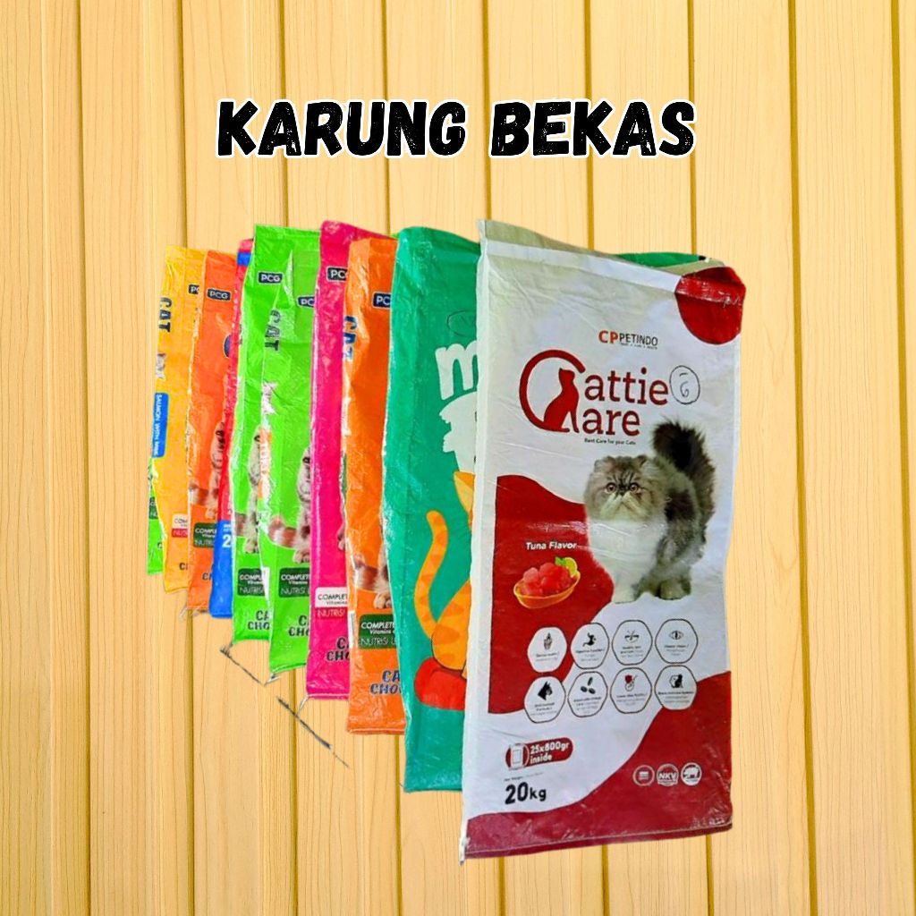 Karung Bekas Kondisi Bagus & Tebal (Karung Bekas Makanan Pakan Kucing Anjing)