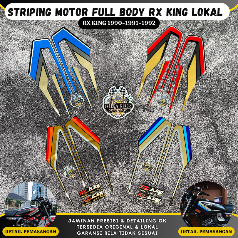 Striping Sticker Motor RX King Cobra 1990-1992 Biru Merah Set Lokal