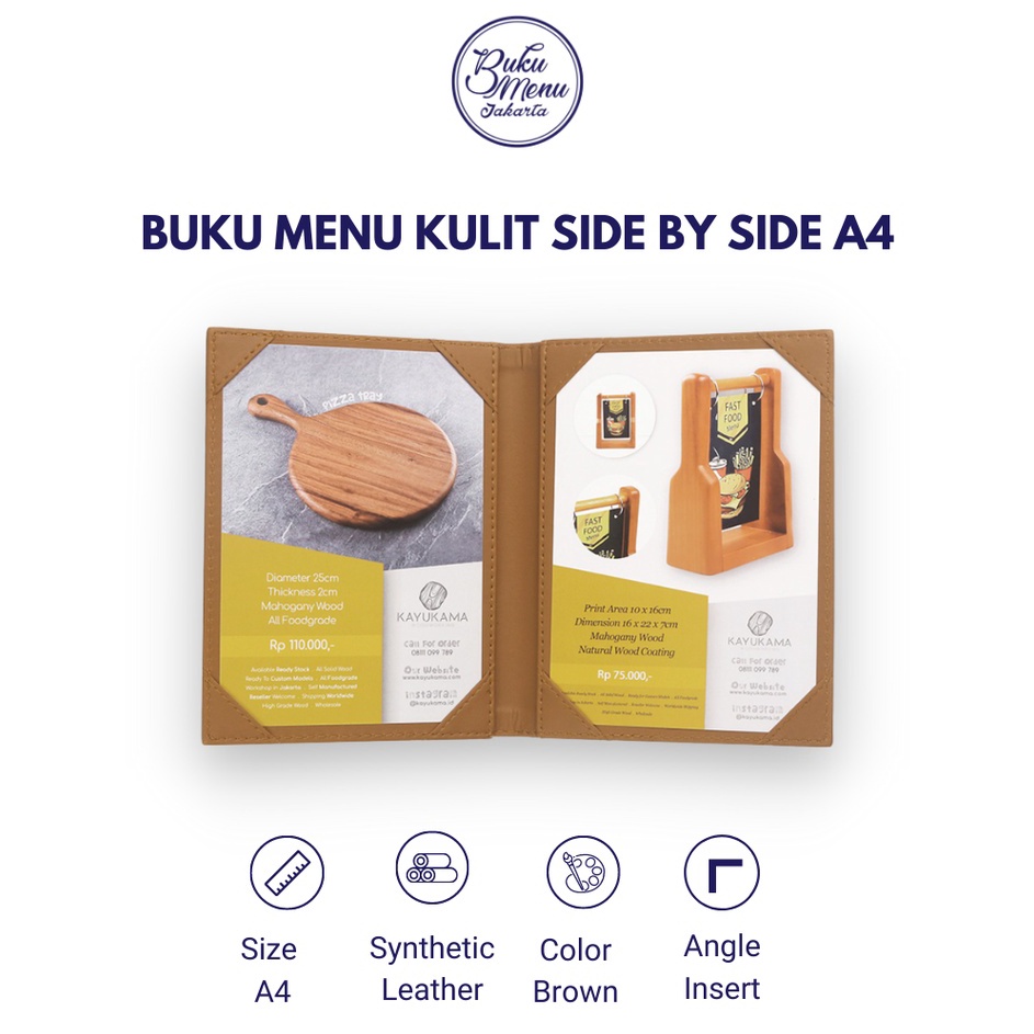 

Borong Murah COVER MENU RESTORAN KULIT SIDE BY SIDE A4 A5 MENU CAFE COFFEE SHOP RESTAURANT