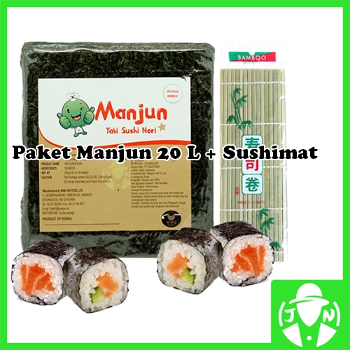 

Halal Manjun Nori Sushi PAKET 20 Lembar dan Bambu Sushimat