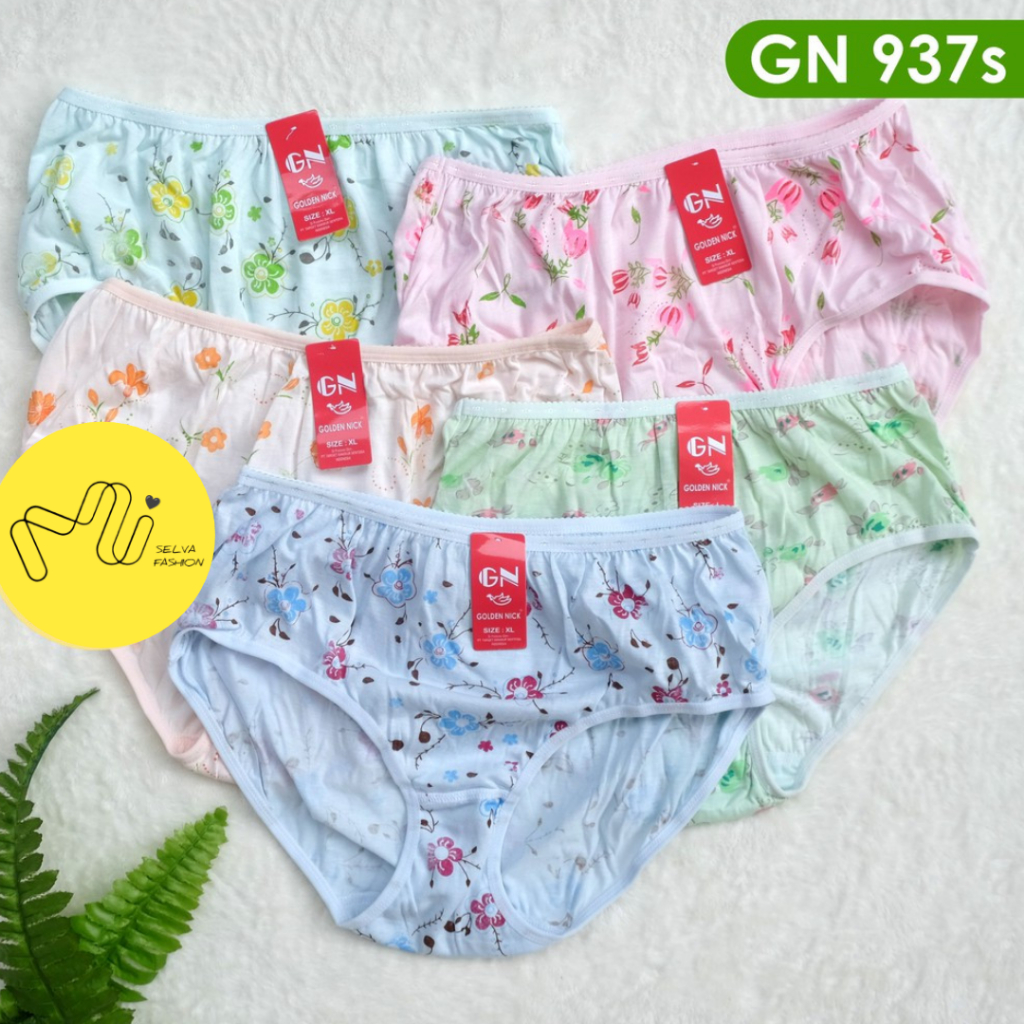 ISI 6, 3 PCS CD GOLDEN NICK MOTIF SABLON/Celana Dalam Wanita Golden nick Motif Bunga 937