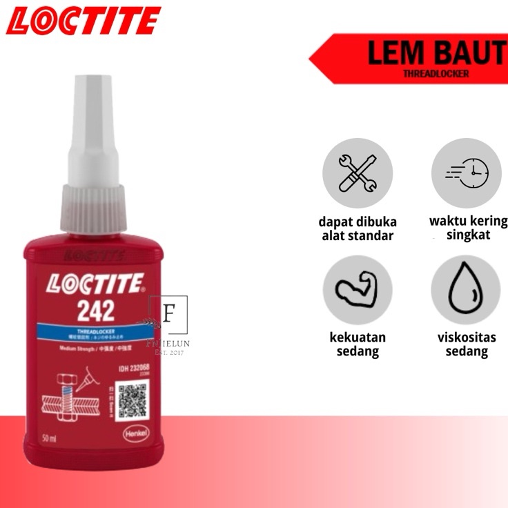 

Spesial Harga Lem Baut Loctite 242 Threadlocker Medium Strength QR 5ml