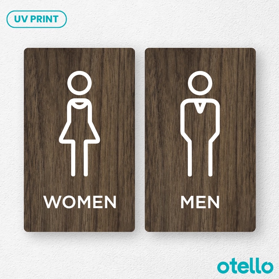 

Hadir Surprise Otello Papan Toilet Women Men WC Umum Sign Board Kayu Print Nama Ruang Wooden Sticker Dinding Restroom