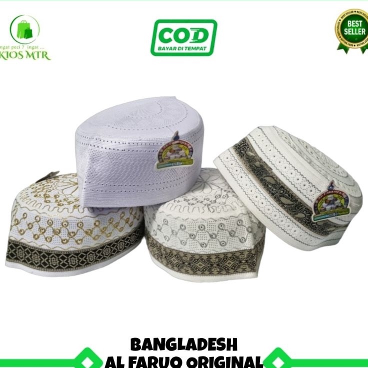 Model Terpopuler  Peci Kopiah Songkok BANGLADESH AL FARUQ Original Motif List Pita dan Polos Motif