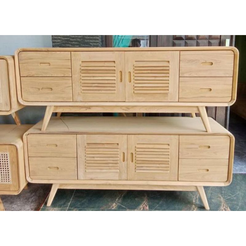 Buffet bufet bifet tv meja tv kayu jati minimalis  antik jepara mebel laci 2 lemari almari murah ter
