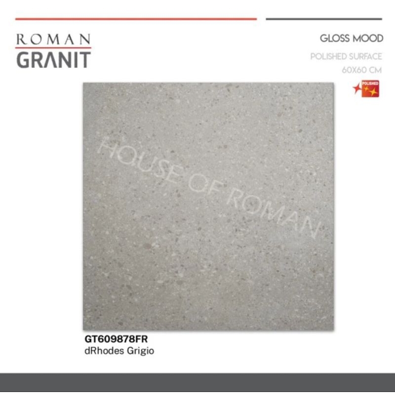Roman Granit GT609878FR - dRhodes Grigio 60x60 Glossy / granit terazzo glossy / terazzo glossy / gra