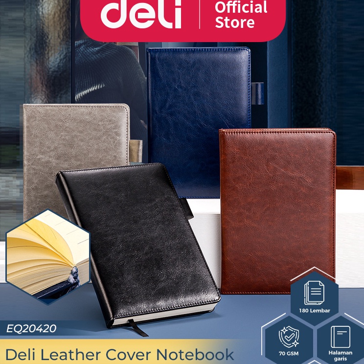 

Super Peminat Deli Leather Cover Notebook Buku Catatan Sampul Kulit A5 18 Lembar Desain Elegan 22298