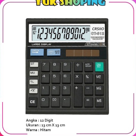

Baru Terkini YUKSHOPING 12 Digit Kalkulator Check Kakulator Dagang Besar Calculator CT 512 MURAH S2