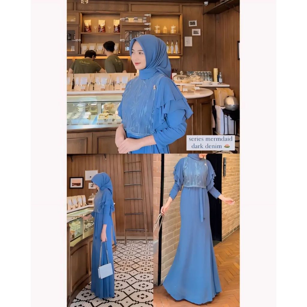 Dress Muslim Set Outer Brokat Ayda Mermaid Gamis Terbaru Model Duyung Fashion Muslim Pakaian Wanita 