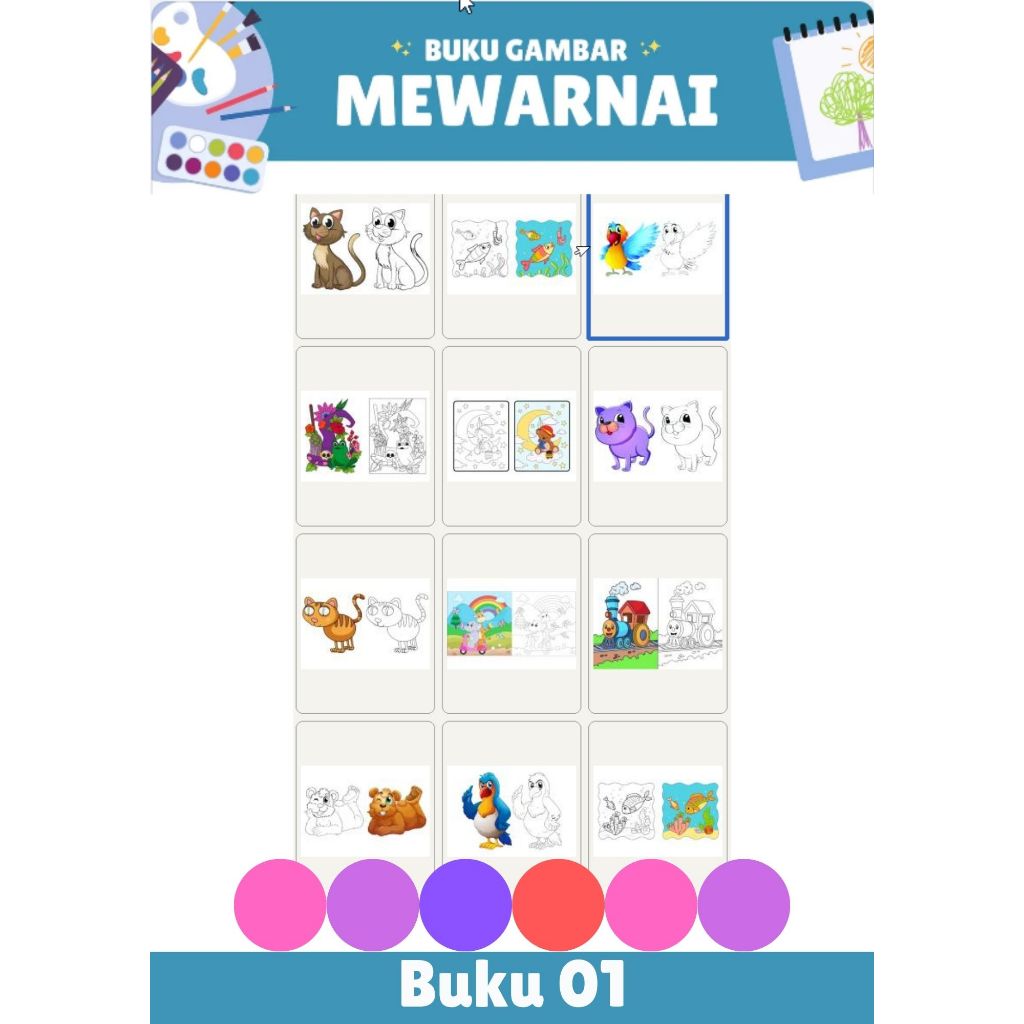 

File Buku Kertas Mewarnai Anak Laki-laki Perempuan Mainan Edukasi Buku 01