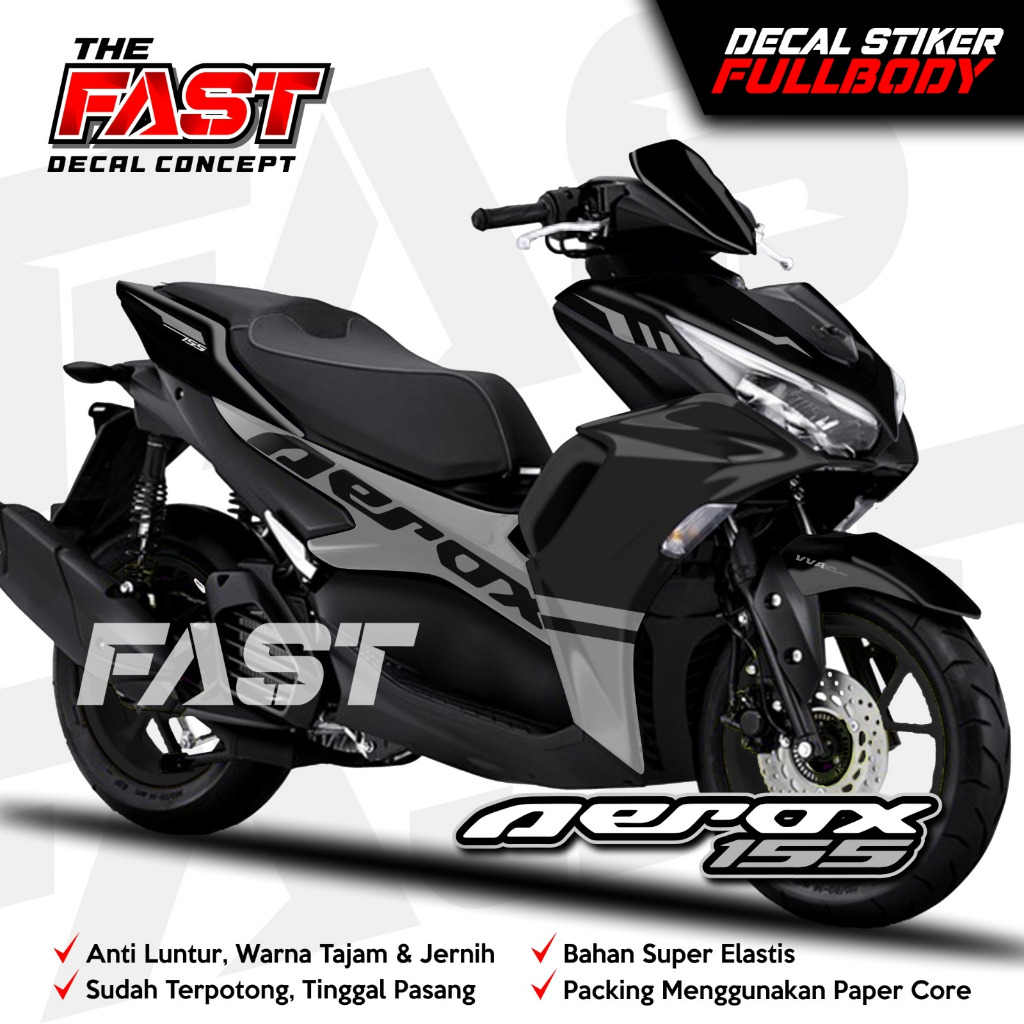 (ANTILUNTUR) Decal Sticker Aerox New Simpel Variasi Warna Hitam Fullbody All New Aerox 155 Connected