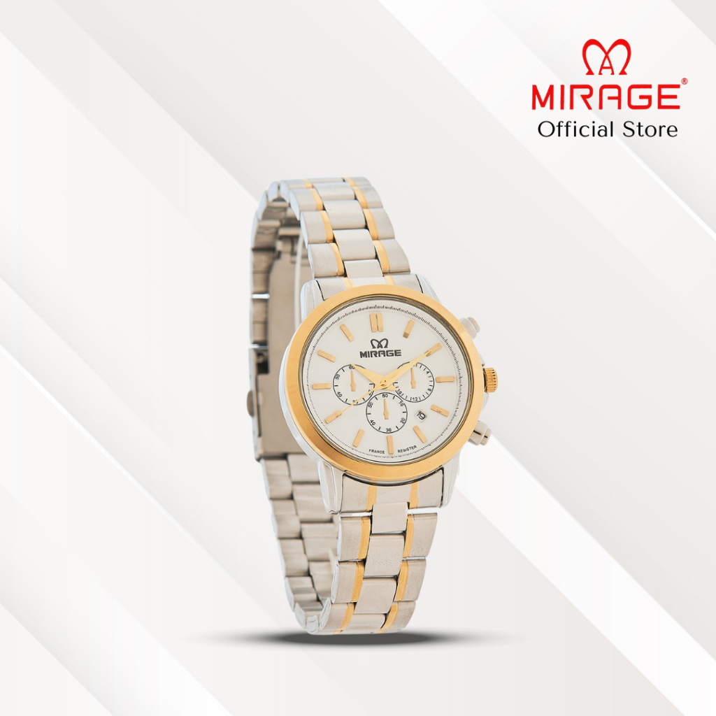Mirage Jam Tangan Wanita Analog 8789 L Silver Gold Original Stainless