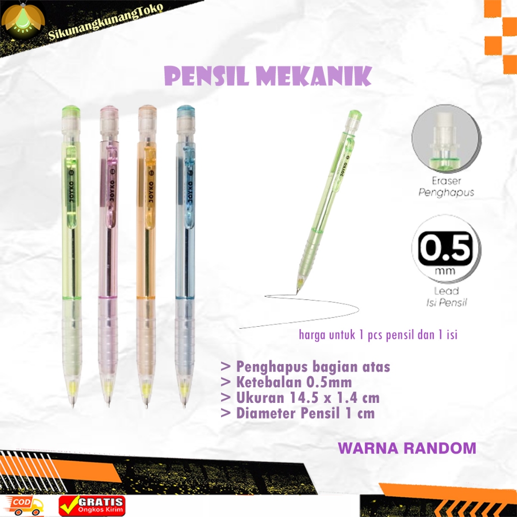 

(SKN) Pensil cetek Mekanik Joyko MP-15 0.5 0,5 mm Mechanical Pencil Murah