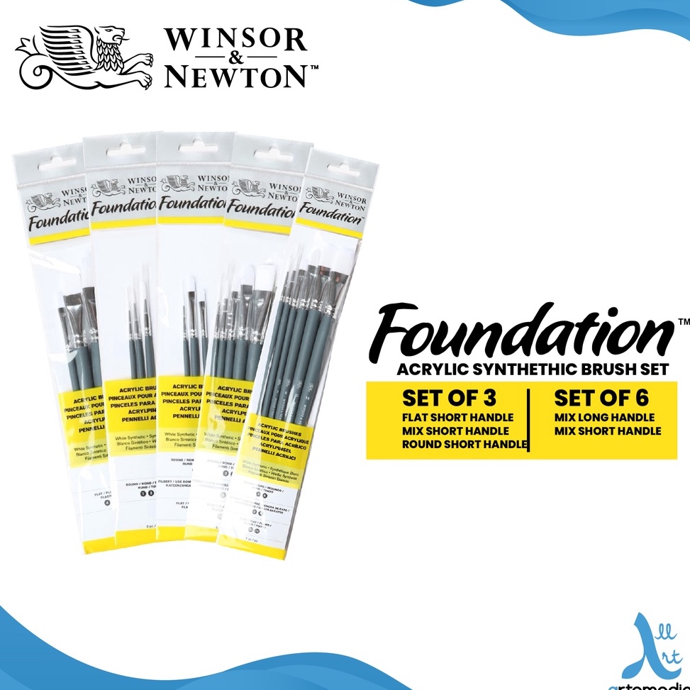 

KODE Q3R3 Winsor Newton Foundation Acrylic Brush Set White Synthetic