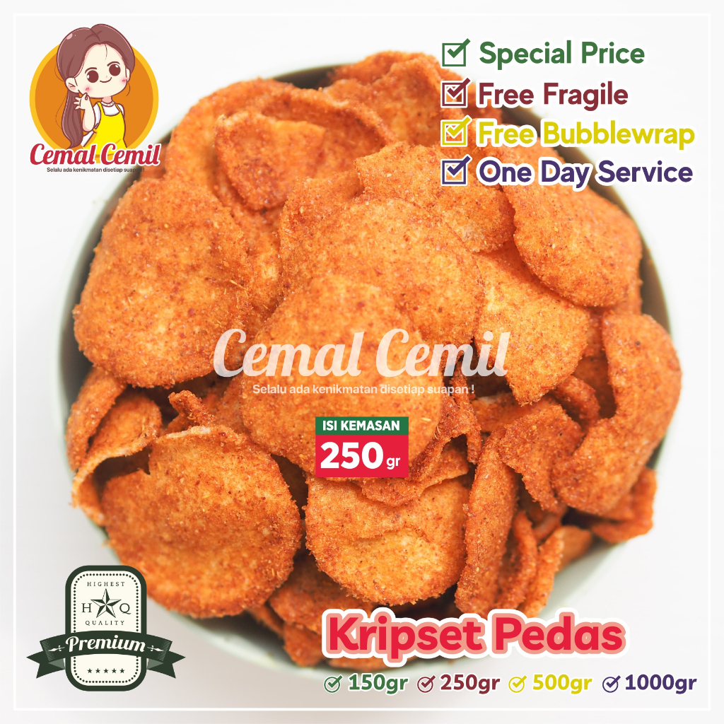 

Cemal Cemil : Kripset/Keripik Setan Pedas 250gr-Snack/Cemilan/Camilan