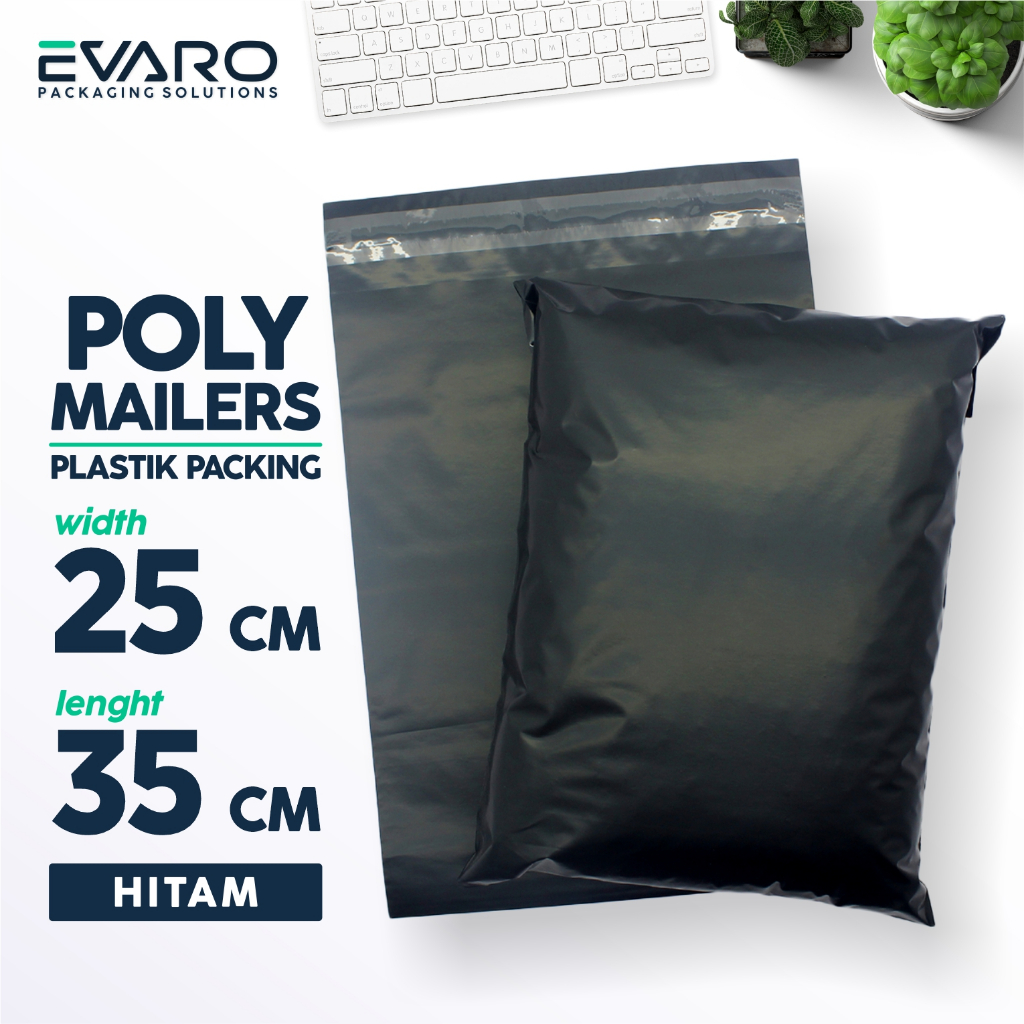 

EVARO - Plastik Polymailer 25x35cm Hitam Plastik Packing Polimer Tebal Berkualitas