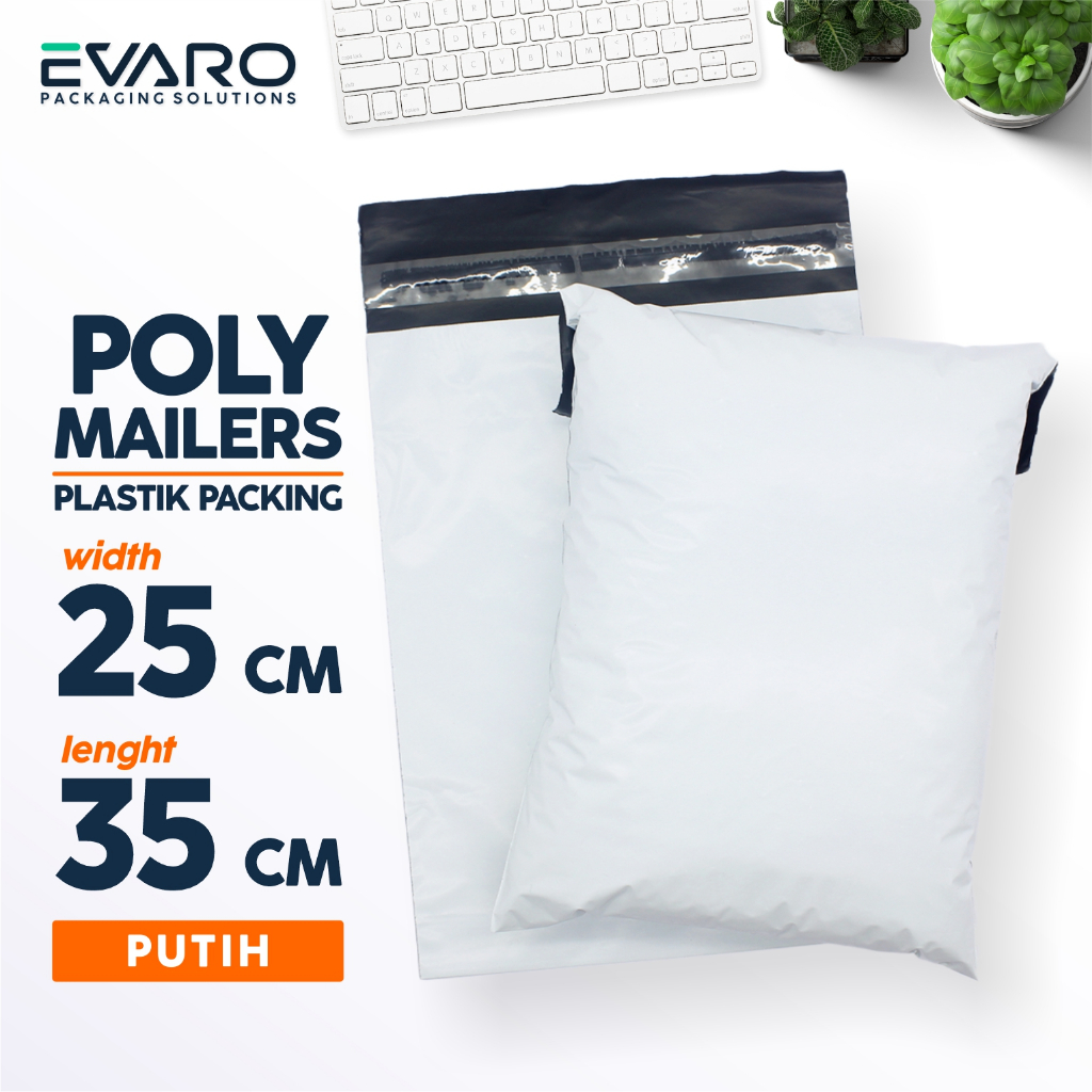 

EVARO - Plastik Polymailer 25x35cm Putih Plastik Packing Polimer Tebal Berkualitas