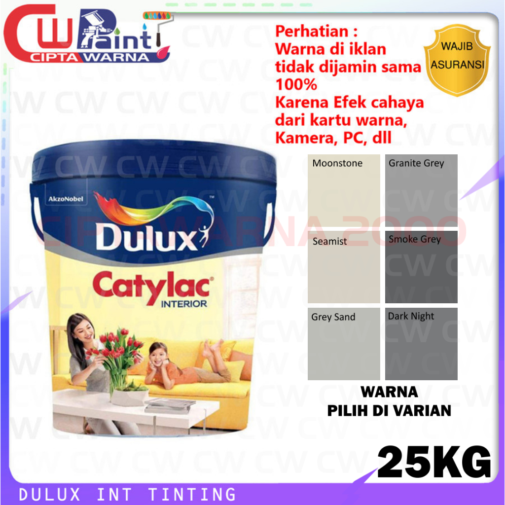 Dulux Catylac Tinting Cat Tembok Dinding Interior Grey Abu-Abu 25 Kg