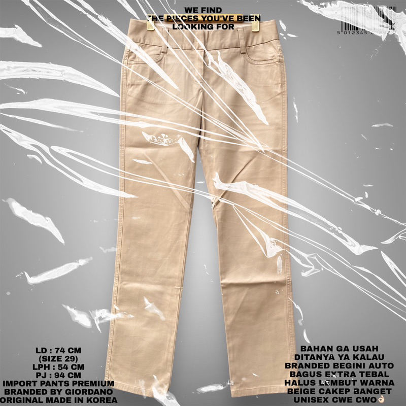 GIORDANO ORIGINAL/GIORDANO PANTS/IMPORT PANTS/CELANA GIORDANO/SKINNY PANTS/BEIGE CREAM PANTS/CHINOS 