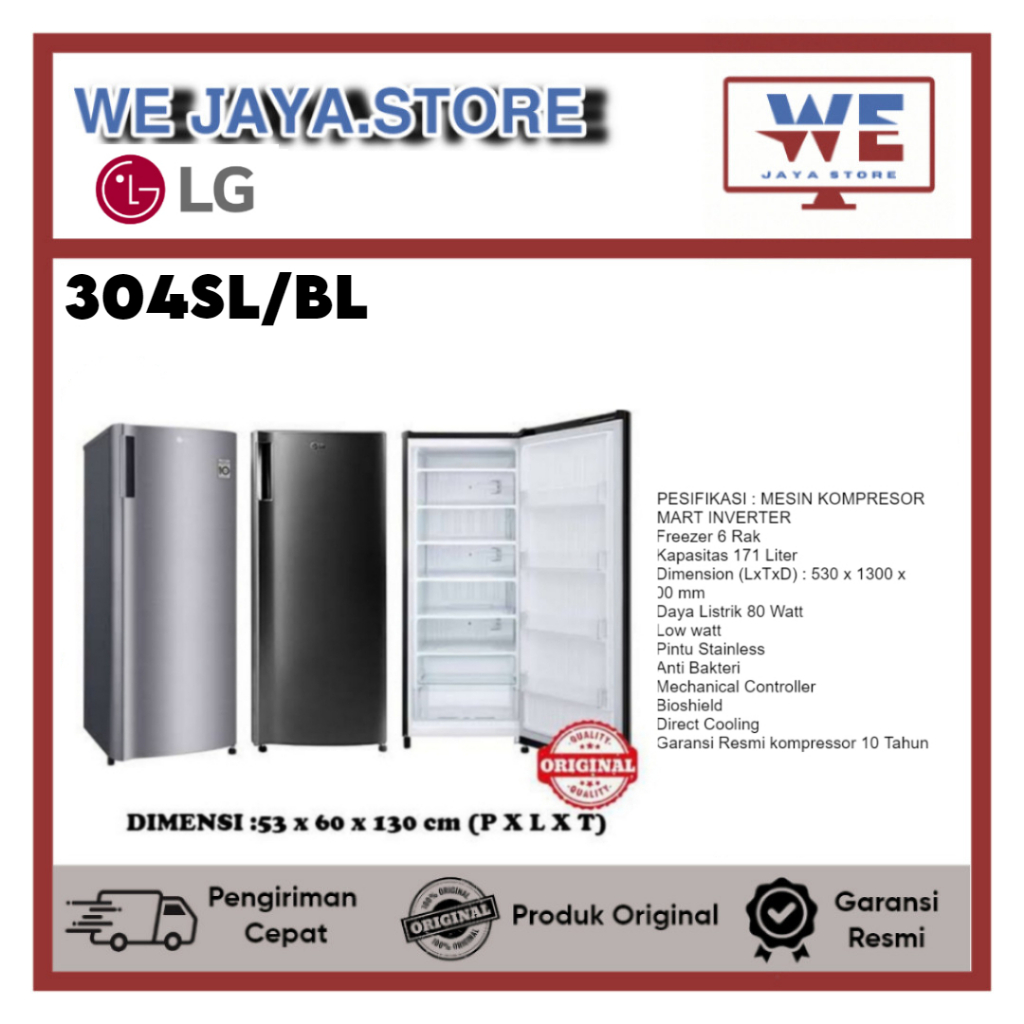 KULKAS FREEZER LG 304SL/BK INVERTER