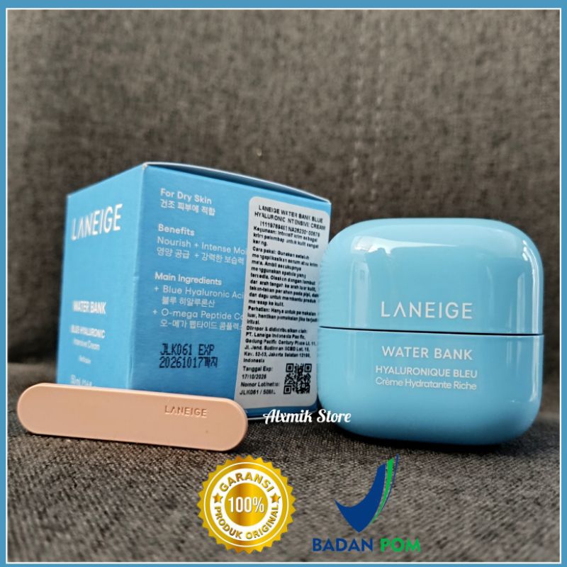 Laneige Water Bank Blue Hyaluronic Intensive Cream 50 ml full size original bpom Repair Extra Dry me