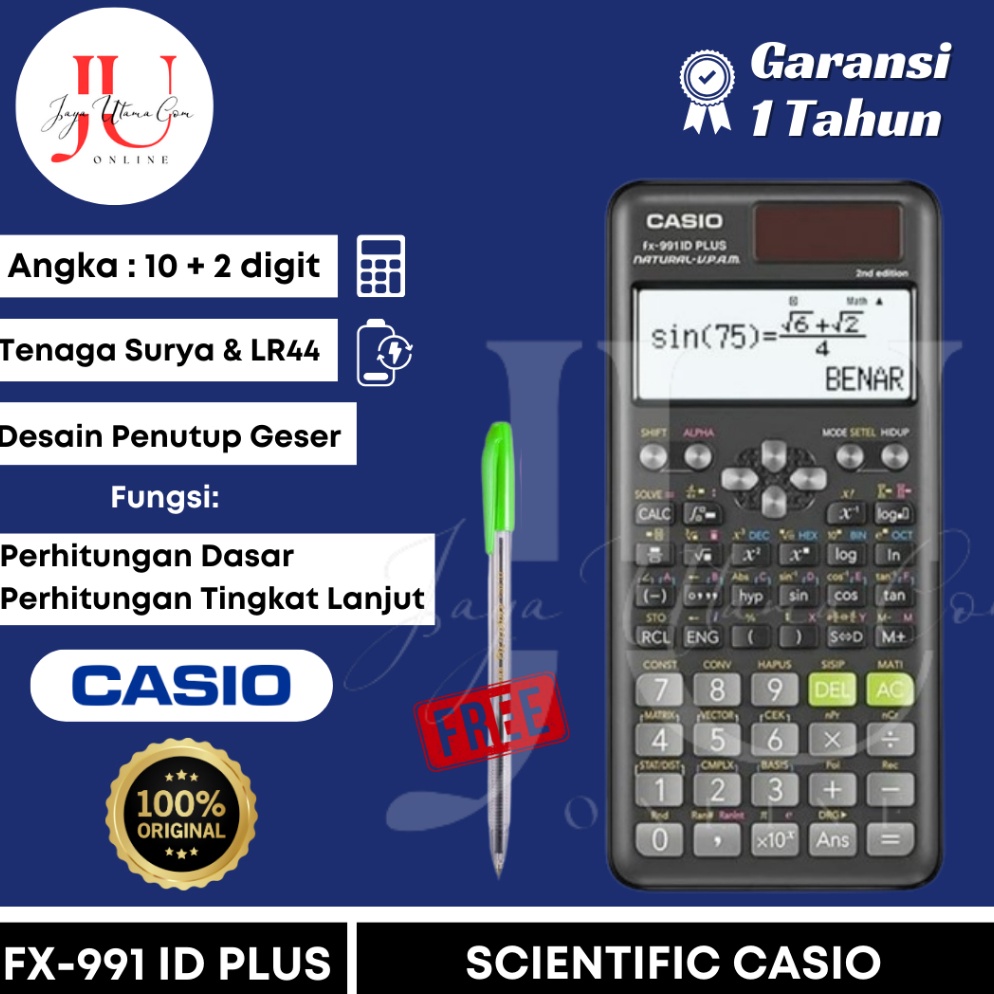 

KODE R7U9 KALKULATOR SCIENTIFIC CASIO FX 991ID PLUS 2 ORI