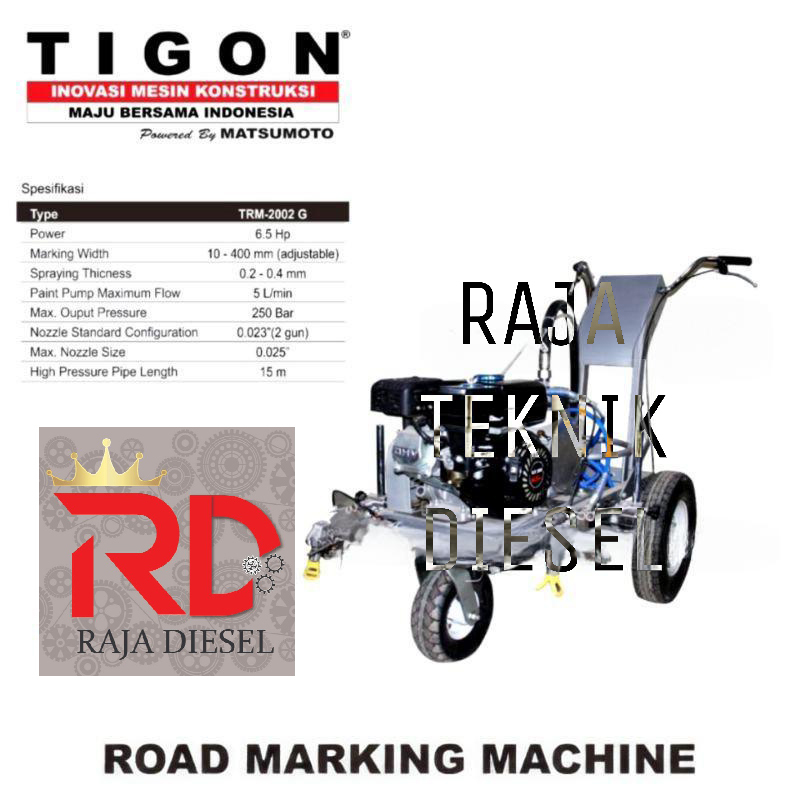 Mesin Cat Marka Jalan 2 Gun Tigon TRM-2002G ORIGINAL TERBAIK