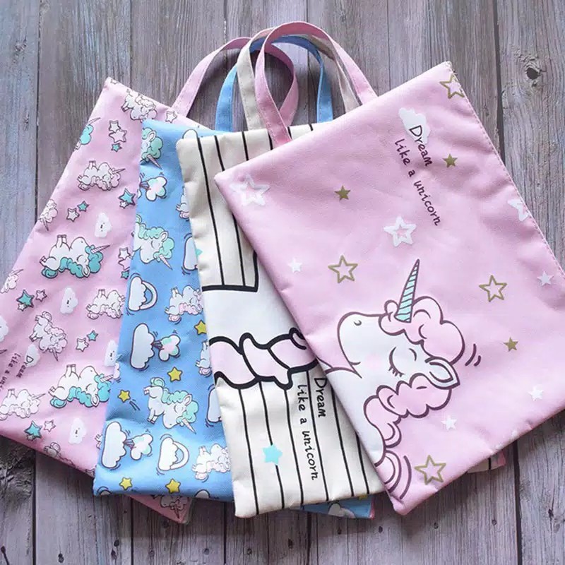 

Tas file A4 portabel storage pouch unicorn A4 Tas serbaguna tas map