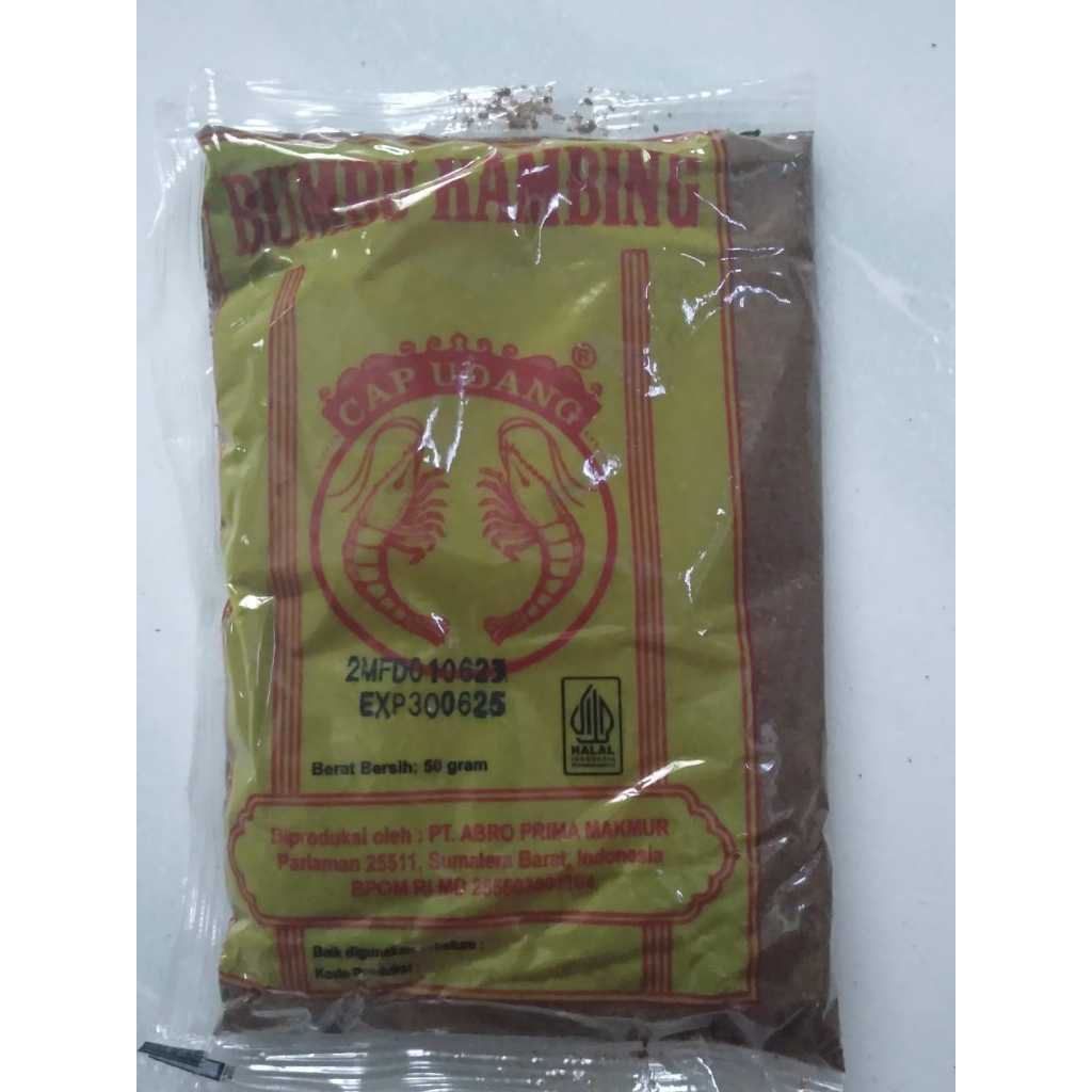 

BUMBU PEMASAK KAMBING CAP UDANG ISI 50gr